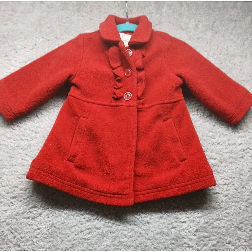 The Children's Place Baby Girl Red Peacoat Size 6-9 Months Winter Christmas